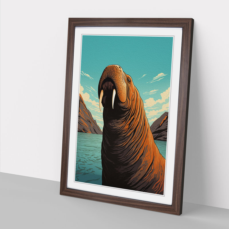 Walrus Art Deco Art - Framed Print, Walnut Framed, 46cm H x 34cm W