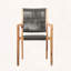 Ensemble de 2 chaises de salle à manger en bois d'eucalyptus Rivani avec corde gris anthracite et finition teck