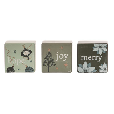 Ceramic Dream Block Decor Set of 3 Christmas Home Decorations