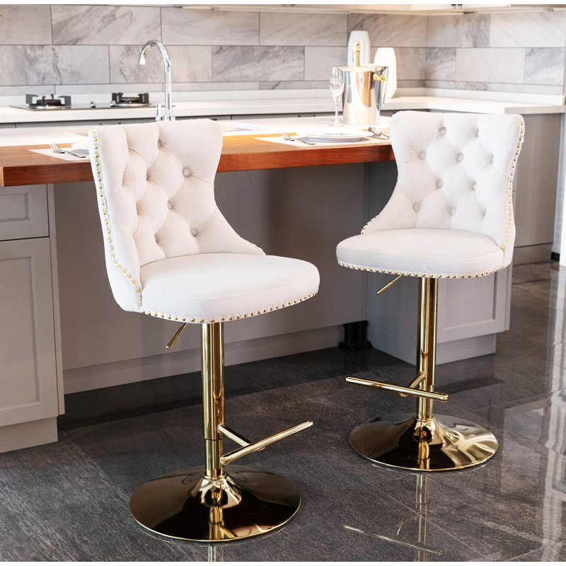 Tabouret Ilyass, Beige, Or, 2