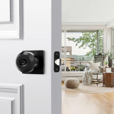 Poignée de porte carrée noire matte, serrure intérieure réversible pour salle de bain avec loquet réglable