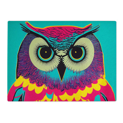 Colourful Owl Art Vol.3  Glass Chopping Board
