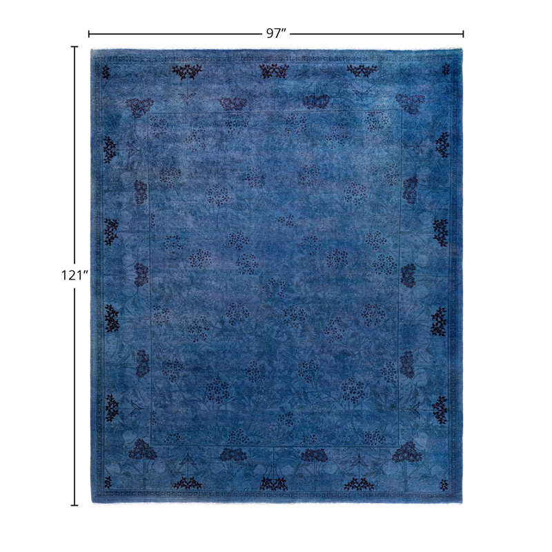 Tapis bleu surteint de conception unique 8 pi 1 po x 10 pi 1 po