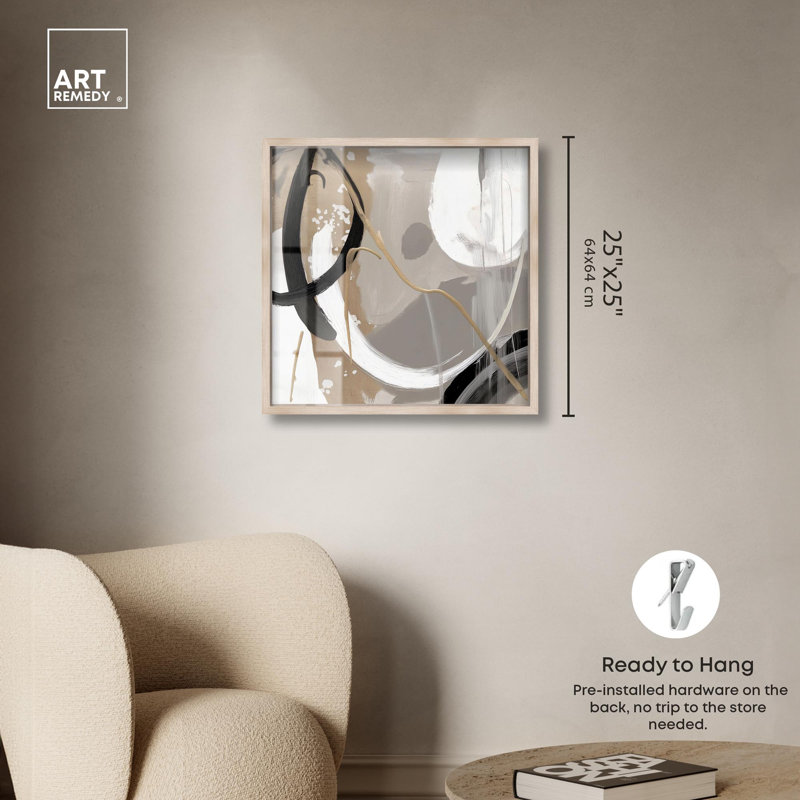 «Harmony of Neutrals Kitchen Decor Shadowbox» par Art Remedy, H 25 po x l 25 po, Crème, crème