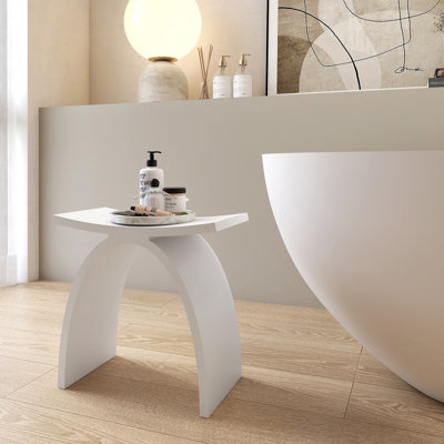 17"L Premium Freestanding Shower Seat Solid Surface Shower Stool