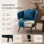Chaise d'appoint rembourrée en velours côtelé avec structure en métal, chaises de loisirs simples pour salon, bleu-1781367350