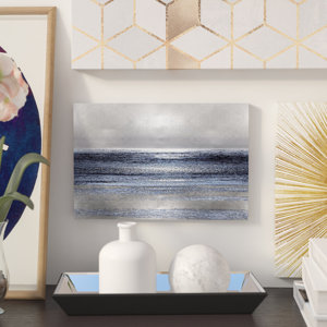 'Silver Seascape III' Graphic Art Print on Canvas