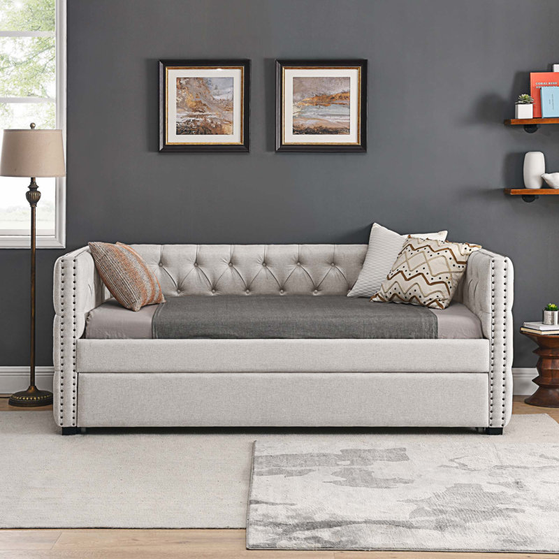 Lit de jour avec couchette Dzesika, Beige