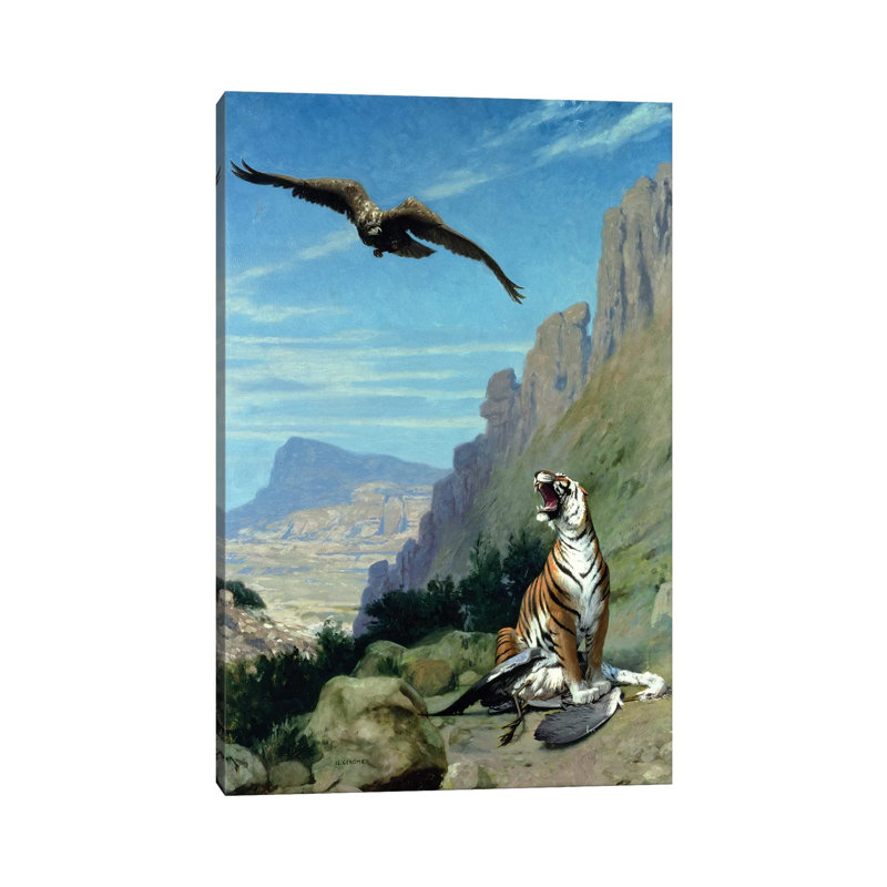 Tiger And Vulture by Jean Leon Gerome - Wrapped Canvas Painting, 30.48cm H x 20.32cm W x 1.91cm D