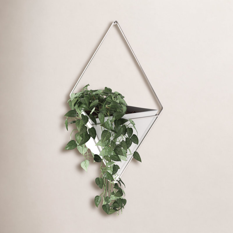 Trigg Planter Wall Decor, White/Nickel