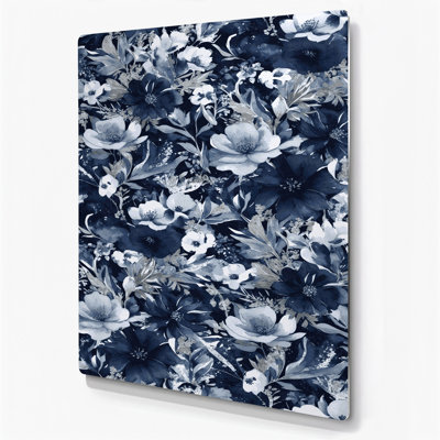 Aquarelle florale, art mural gris en métal 61