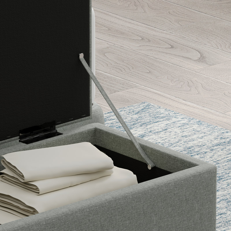 Upholstered Storage Bench, Stone, 16.75" H x 46.46" W x 17" D