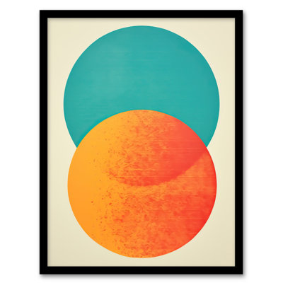 Teal We Meet Again Orange Abstract Sphere Minimalism - Single Picture Frame Print