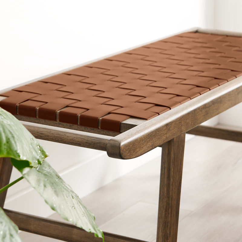 Banc en similicuir 47 po Saoirse, Brun, Noyer