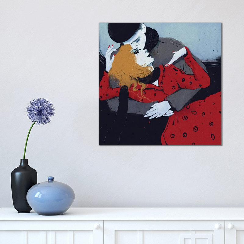 Lovers by Anikó Salamon - Wrapped Canvas Painting