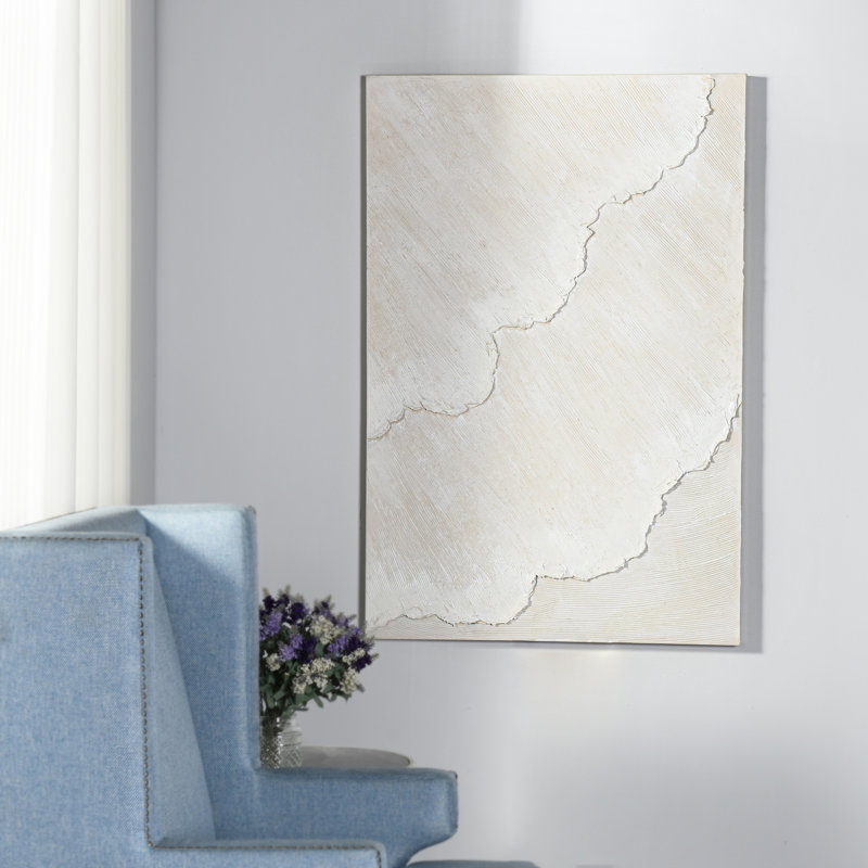 Sandstorm II - Heavily Textured Hand Painted Canvas Wall Art - Multi - Off-White