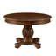 Table de salle à manger ronde extensible de style européen Château de Ville (122-168 cm) – Bordure sculptée à motif de corde, piètement sculpté à une seule colonne avec 2 rallonges, table de salle à manger classique en MDF