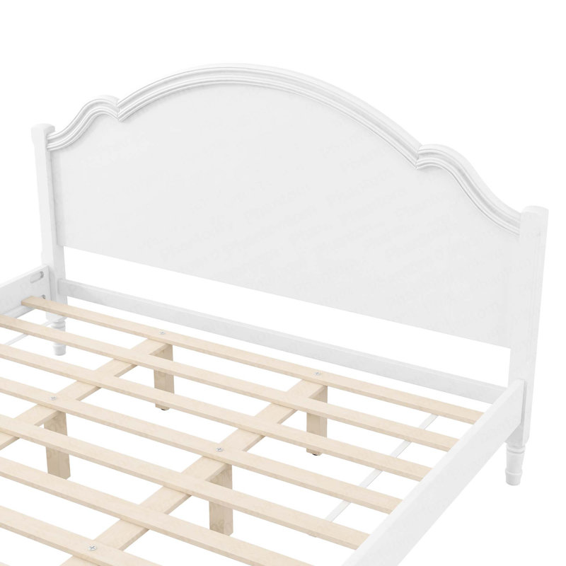 Lit plateforme très grand en bois avec tête et pied de lit, blanc (heure d’arrivée prévue: 7,7), Blanc, Très grand lit