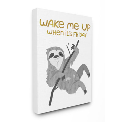 « réveil me up vendredi hanging sloth », impression