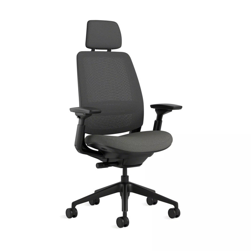 Steelcase Series 2 3D Microknit Airback Task Chair with Headrest, Persimmon/Nickel, Black, Carpet