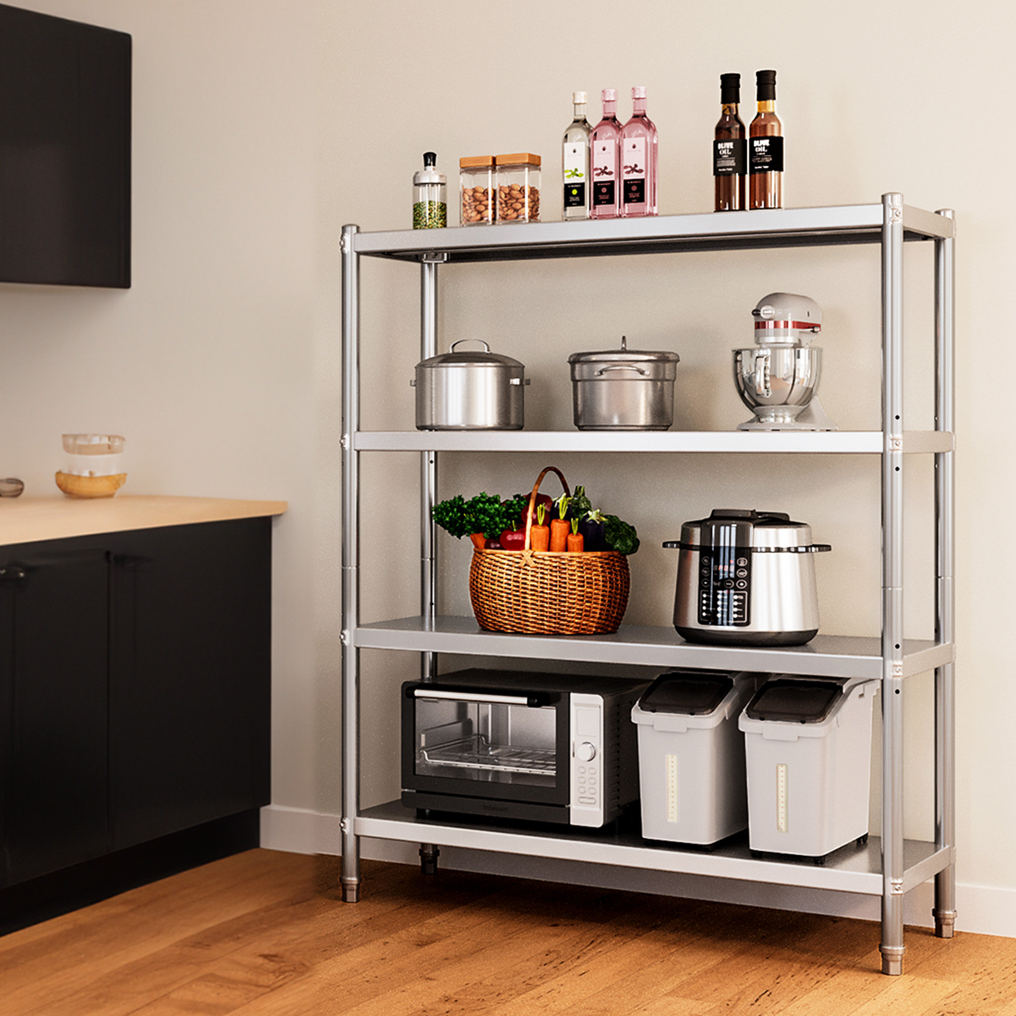 Rebrilliant Narith 48'' W Stainless Steel Shelving Unit | Wayfair