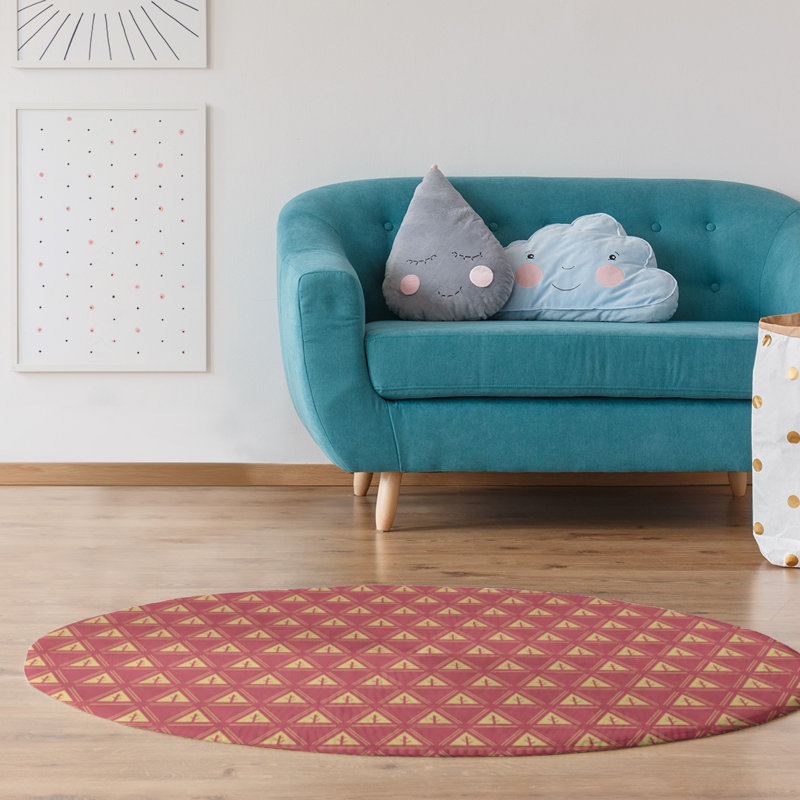 Tapis de zone orange/jaune minimal trees, Rond 5 pi