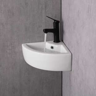 17.75in by 12.62in by 4.75 in Modern Triangular Ceramic Wash Basin Set: Comes with Cute Soap Holder and Drain - A Must - Have for Your Bathroom Upgrade
