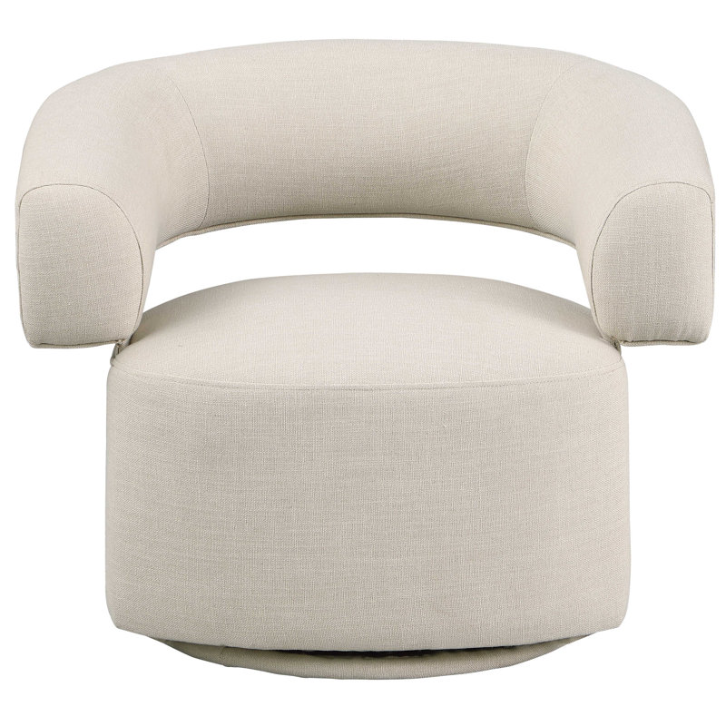 Hynek Upholstered Swivel Accent Chair, Beige Linen Textured Fabric