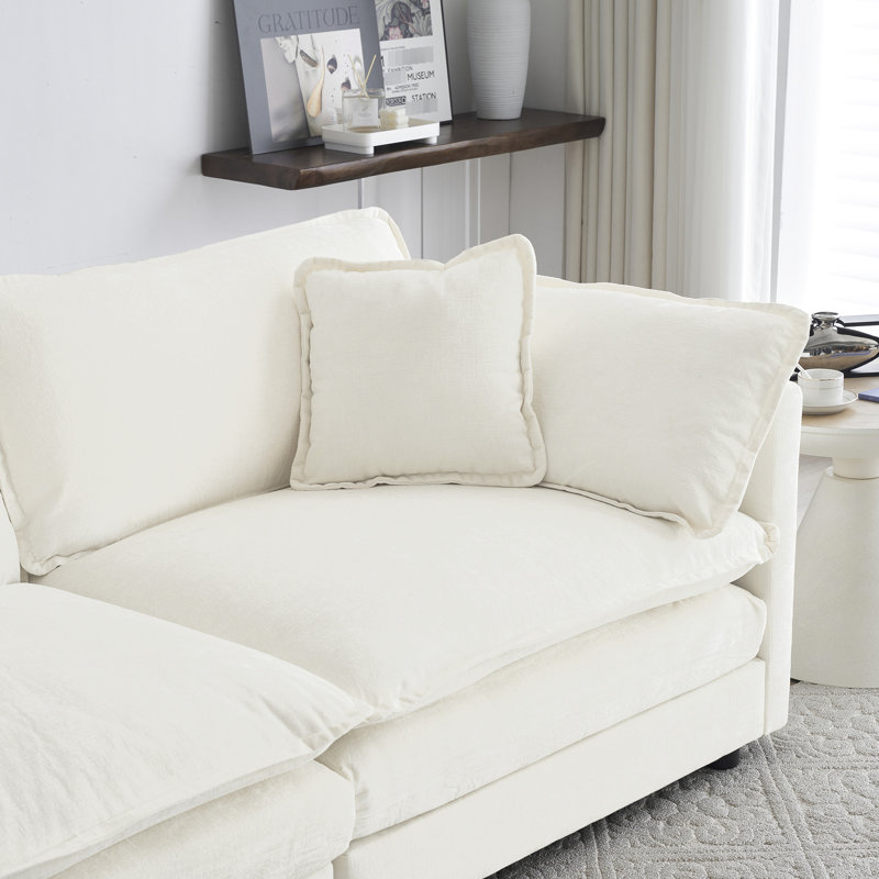 Chenille confortable 4 places en blanc avec structure en bois stable pour sièges - caractéristique solide