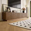 TV Media Unit with Cable Management, 220cm Wide in Walnut Finish, Multi-Shelf Storage Design