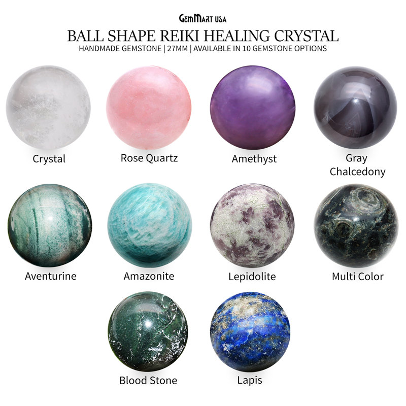 Natural Polished Gemstone Sphere, Decorative Accent, Smooth Ball Home Decor, 27mm, Amethyst