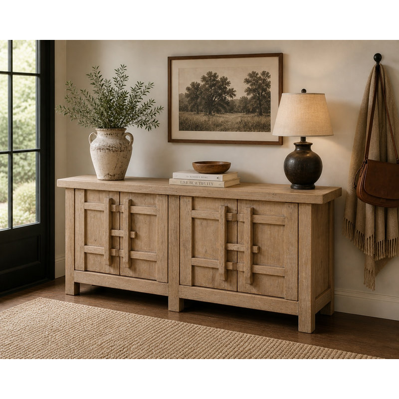 Buffet en bois de pin massif de 90,6 po Amalfi Patrician