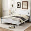 Grand lit, blanc avec plateforme à lattes en bois rétro pour une expérience de chambre à coucher durable-2010926473