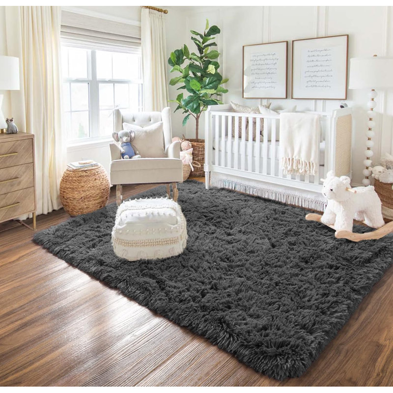 Shahen Rectangle Shag Area Rug, Rectangle 4' x 6', Dark Gray
