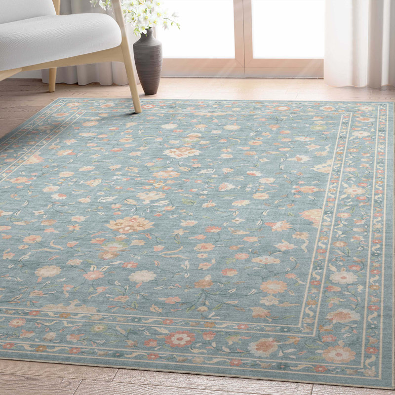 Tapis bleu Bungalow Bungalow Aylena Hereke, Rectangle 5 pi 3 po x 7 pi 3 po