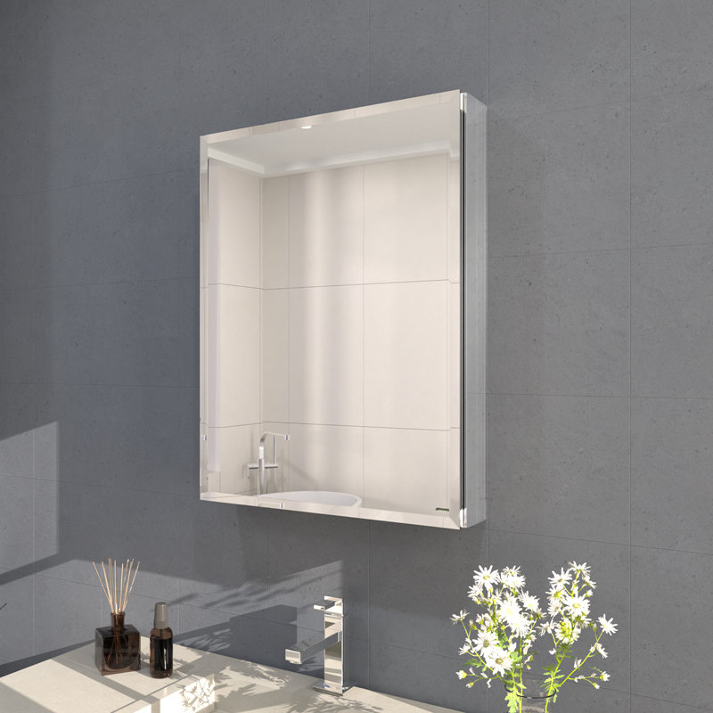 Armoire à pharmacie en argent l 15 po x H 24 po Flicker, Argent argent, H 24 po x l 15 po x P 4 po
