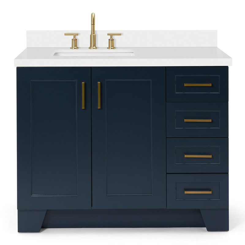 ARIEL TAYLOR 43 IN. LEFT OFFSET SINGLE RECTANGLE SINK VANITY IN GREY, Midnight Blue, Rectangular, Left