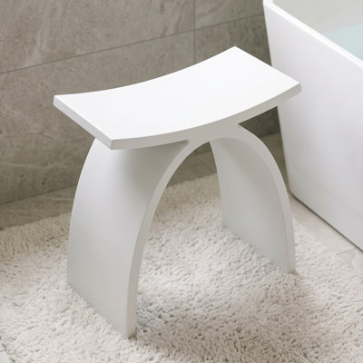 Solid Surface Shower Stool, Waterproof Stone Resin Bathroom Bench