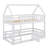 Twin-On-Twin Bunk Bed With House-Themed Fencing & Door Accents-1695335887