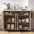 Modern Fluted Kitchen Island with 2 Drop-Leaf, Built-in Power Outlet & 4 Doors, 55.5" Rolling Storage Cart with Spice Rack-66059240