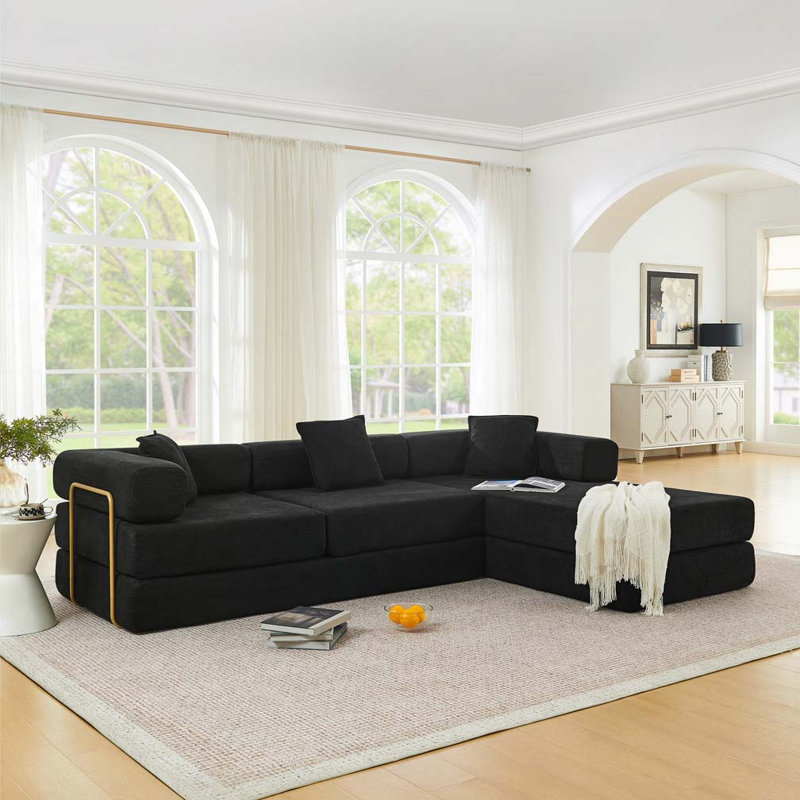Canapé modulaire Corduroy à assise profonde de 108 po, aucun assemblage requis