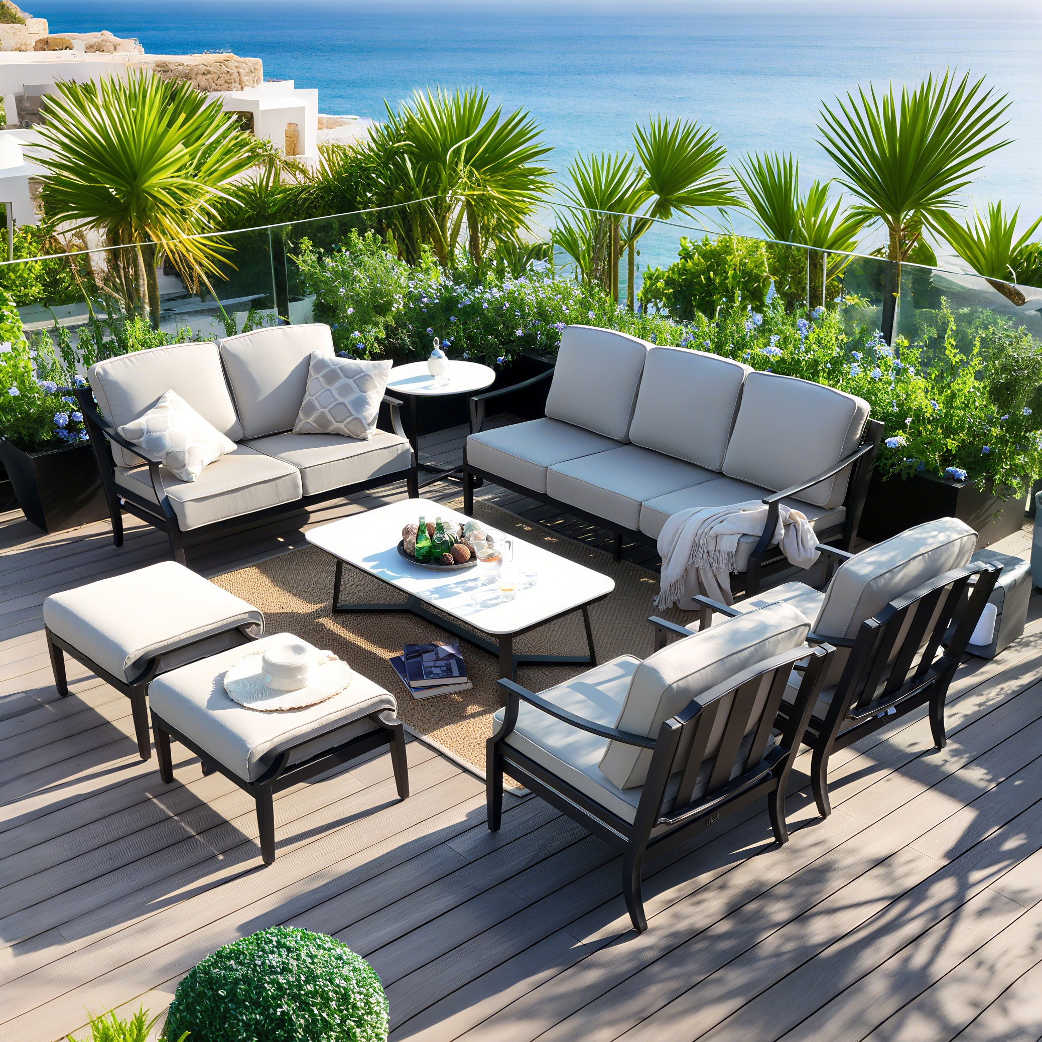 Peak Home Furnishings Ensemble de conversation pour patio 8 pièces en
