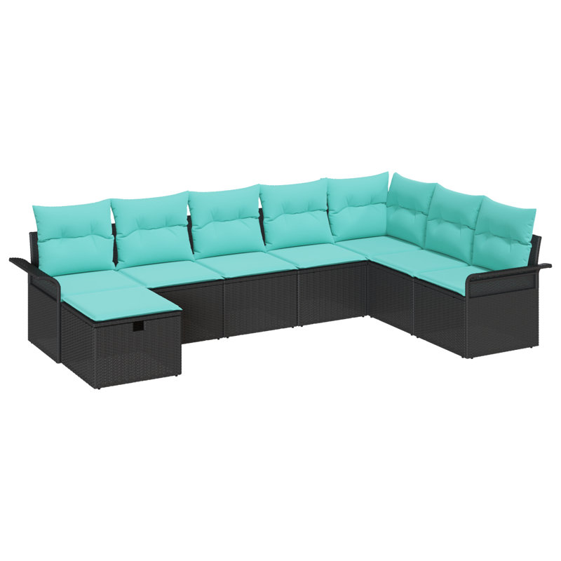 Ensemble de canapés de jardin vidaXL en poly, Structure noire / Coussin bleu