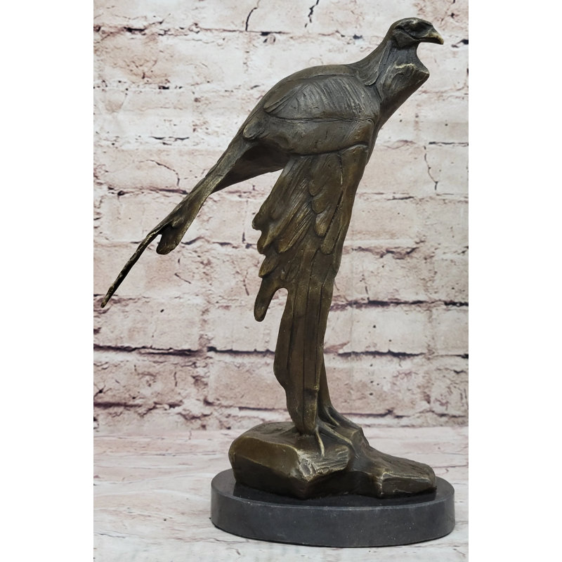 Figurine tromblée oiseau de proie sur base de marbre