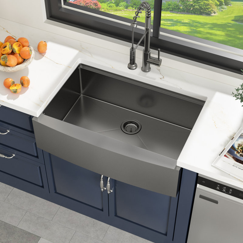Évier de cuisine encastré à cuve simple de calibre 16 noir avec accessoires en acier inoxydable l 30 po x l 22 po avec accessoires
