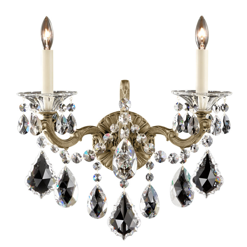 La Scala Candle Wall Light, Parchment Bronze, Handcut Clear