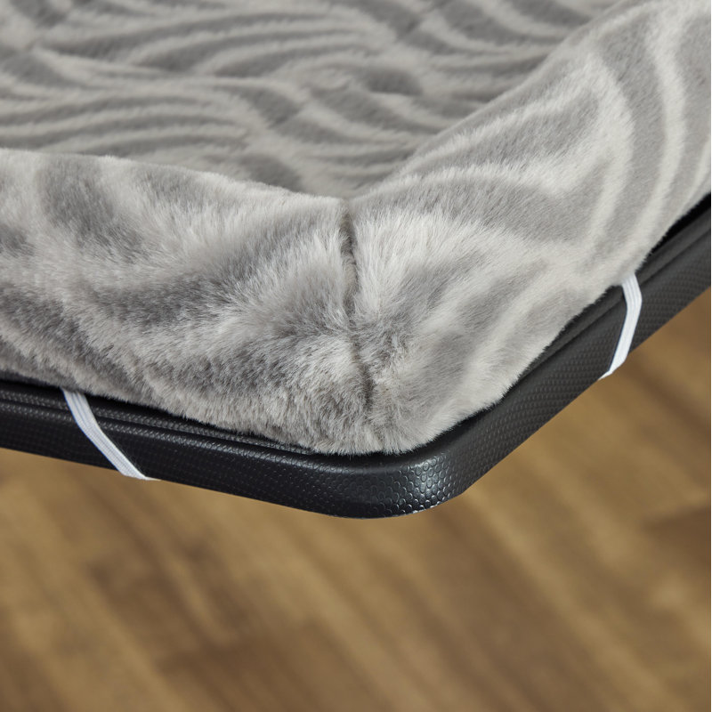 Gray Cotton Blend Rectangular Pet Bed for Medium Dogs