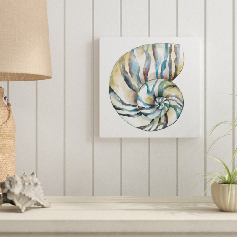 «Aquarelle Shells II», peinture sur toile, H 12 po x l 12 po, Toile tendue
