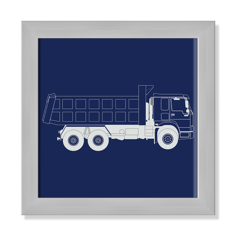 Art encadré Wild Camions, H 12 po x l 12 po x P 0,6 po, Encadré plat argent