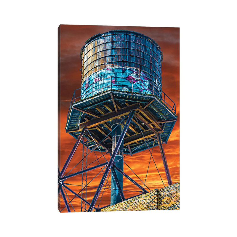 Water Tower 1 Piece Wrapped Canvas Wall Art, 30.48 cm H x 45.72 cm W